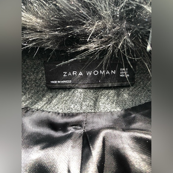 Zara bell sleeve wool coat with faux fur collar - Picture 4 of 6